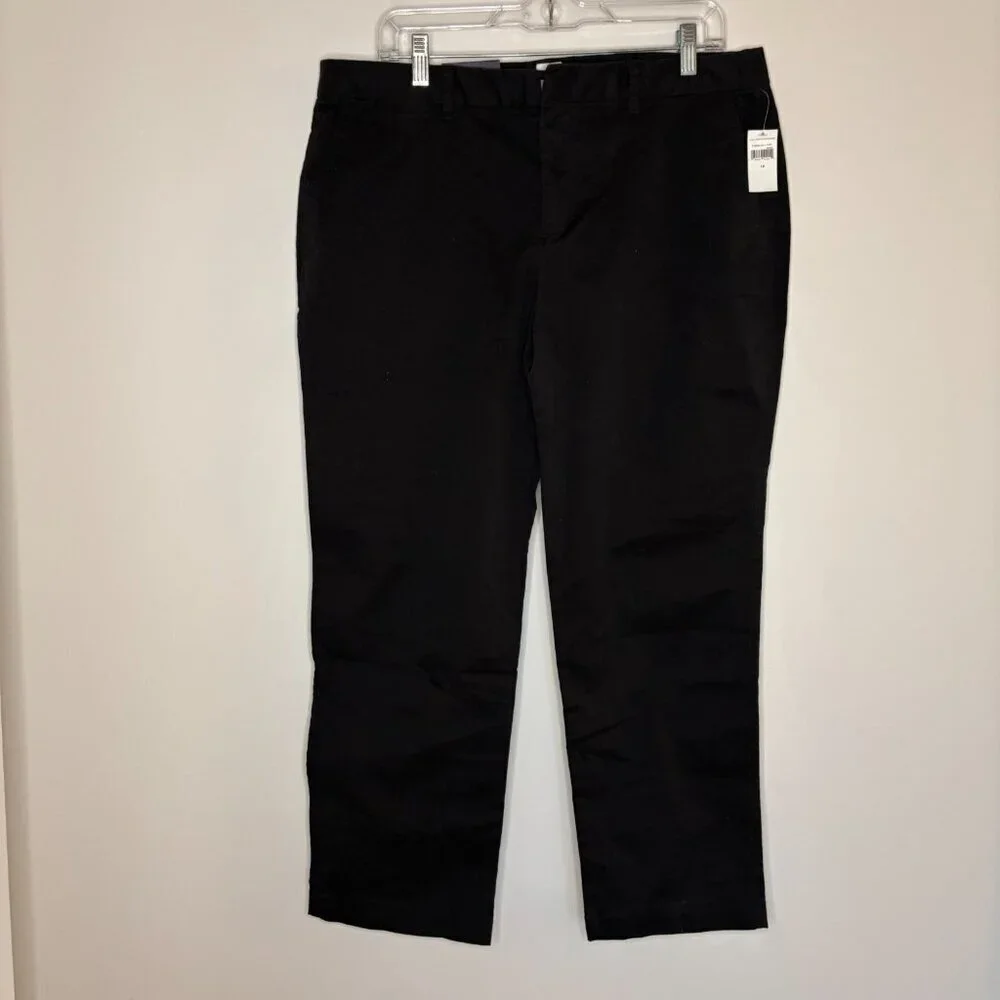 GAP NEW Slim City Crop Womens 14 Black Cotton Spandex Flat Front Casual